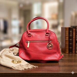 Michael Kors Chilli Hamilton Leather Satchel with Chain Shoulder Strap